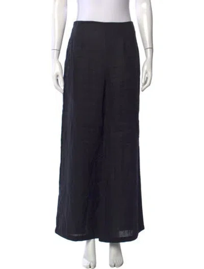 Pre-owned Faithfull The Brand Linen Wide Leg Pants In Black