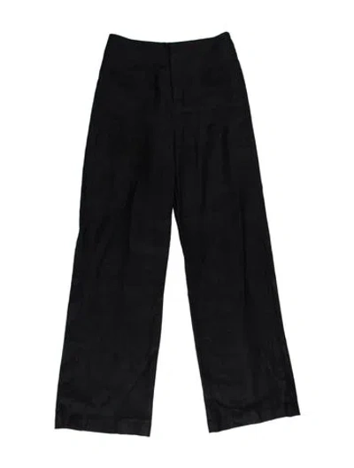 Pre-owned Faithfull The Brand Linen Wide Leg Pants In Black