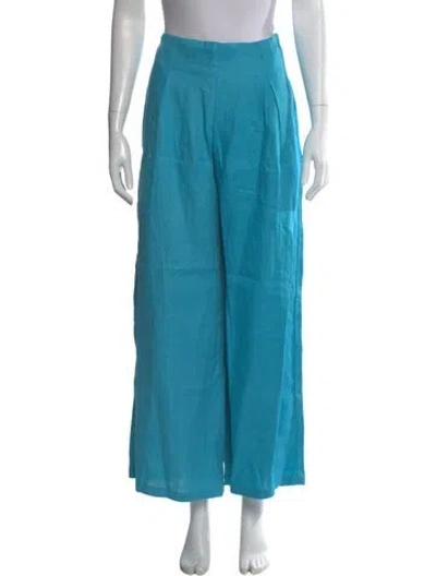 Pre-owned Faithfull The Brand Linen Wide Leg Pants In Blue