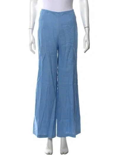 Pre-owned Faithfull The Brand Linen Wide Leg Pants In Blue