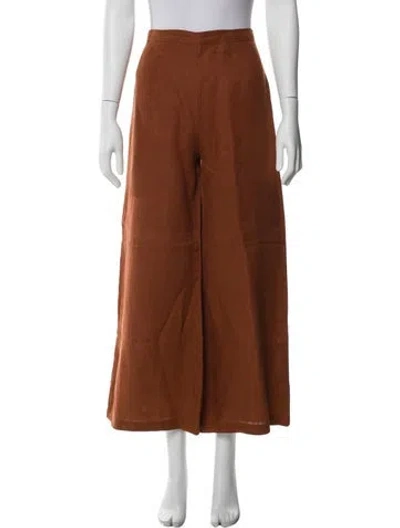 Pre-owned Faithfull The Brand Linen Wide Leg Pants In Brown