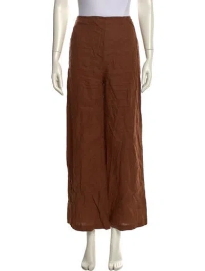 Pre-owned Faithfull The Brand Linen Wide Leg Pants In Brown