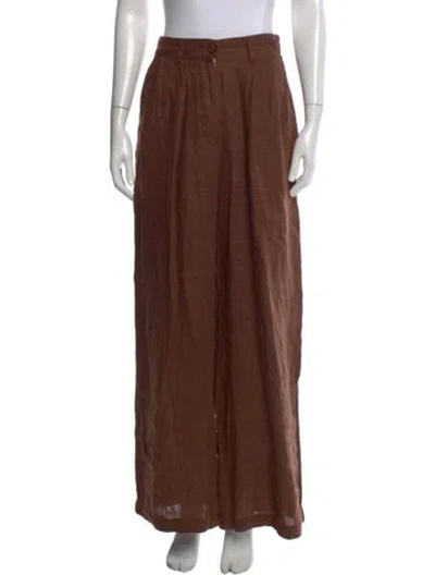 Pre-owned Faithfull The Brand Linen Wide Leg Pants In Brown