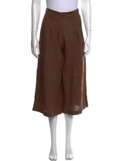 Pre-owned Faithfull The Brand Linen Wide Leg Pants In Brown