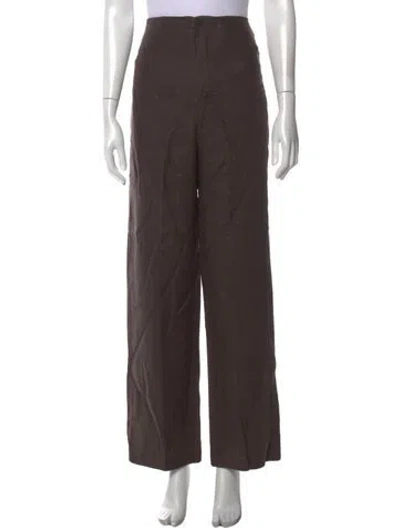 Pre-owned Faithfull The Brand Linen Wide Leg Pants In Brown