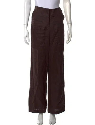 Pre-owned Faithfull The Brand Linen Wide Leg Pants In Brown