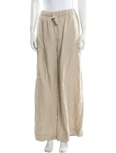 Pre-owned Faithfull The Brand Linen Wide Leg Pants In Neutral