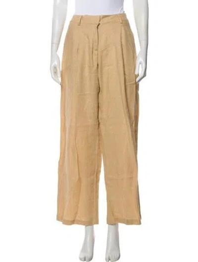Pre-owned Faithfull The Brand Linen Wide Leg Pants In Neutral