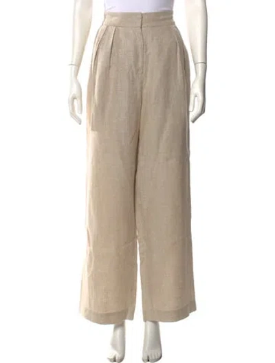 Pre-owned Faithfull The Brand Linen Wide Leg Pants In Neutral