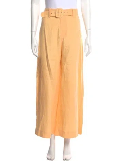 Pre-owned Faithfull The Brand Linen Wide Leg Pants In Orange