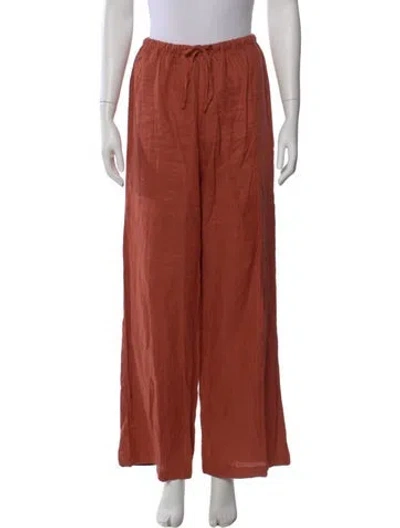 Pre-owned Faithfull The Brand Linen Wide Leg Pants In Orange