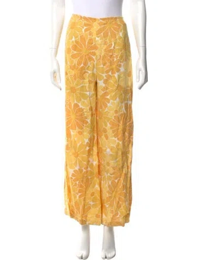 Pre-owned Faithfull The Brand Linen Wide Leg Pants In Yellow