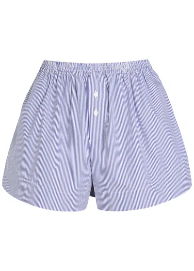 Faithfull The Brand Lonia Striped Cotton Shorts In Purple