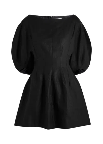 Faithfull The Brand Lowen Linen Mini Dress In Black