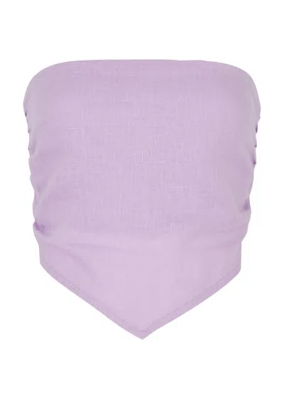 Faithfull The Brand Loza Cropped Linen Bandeau Top In Lilac