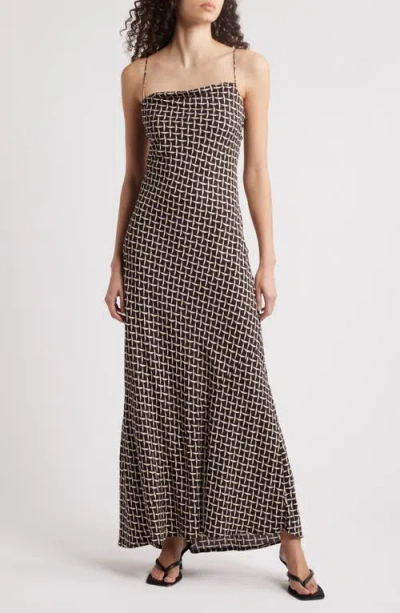 Faithfull The Brand Luisa Geo Print Maxi Dress In Espresso Geo