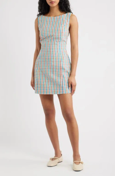 Faithfull The Brand Lydie Check Cotton & Linen Minidress In Animal Print