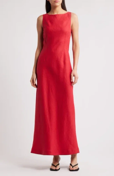 Faithfull The Brand Lydie Linen Maxi Dress In Red