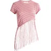 Faithfull The Brand Maceio Stripe Fringe T-shirt In Vermillion/khaki Stripe