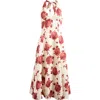 Faithfull The Brand Marais Halter Midi Dress In Cecile Floral - Garnet