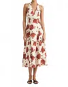 Faithfull The Brand Marais Midi Dress In Cecile Floral Garnet In White
