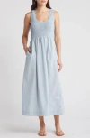 Faithfull The Brand Matera Cotton Midi Dress In Sky Blue