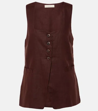 Faithfull The Brand Maya Linen Vest In Brown