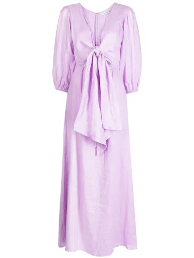 Faithfull The Brand Mia Linen Maxi Dress In Violett