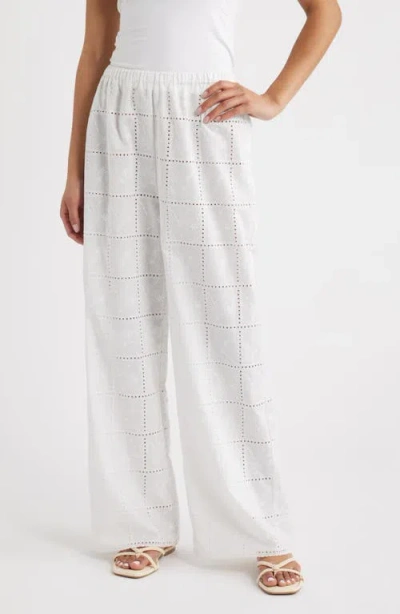 Faithfull The Brand Mora Broderie Anglaise Wide Leg Pants In Multi