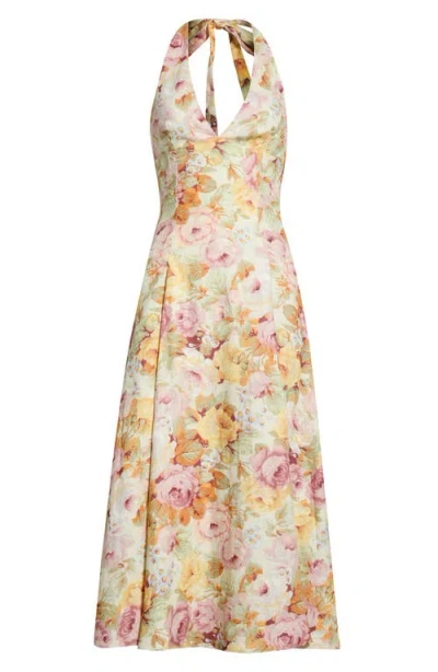 Faithfull The Brand Murano Floral-print Linen Midi Dress In Multi