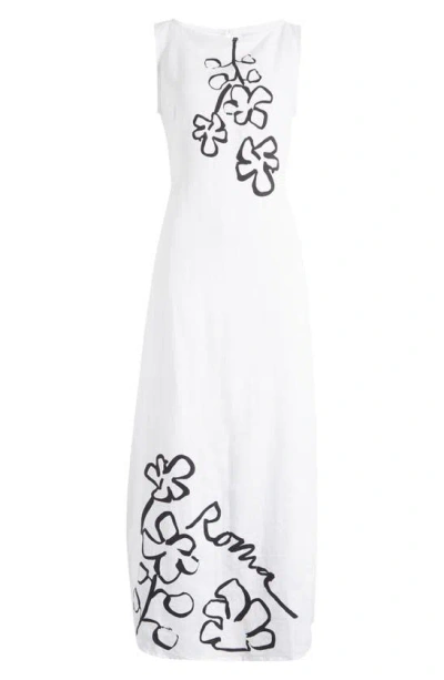 Faithfull The Brand Nahana Floral Sketch Strapless Linen Dress In Roma