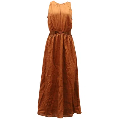 Faithfull The Brand + Net Sustain Trapani Cutout Midi Dress In Brown Linen