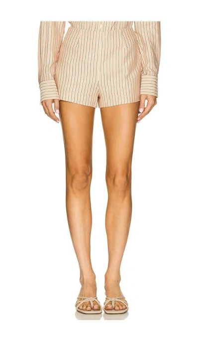 Faithfull The Brand Noto Mini Short In Pinstripe Garnet & Blush