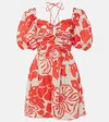 Faithfull The Brand Odelia Floral Linen Minidress In Red