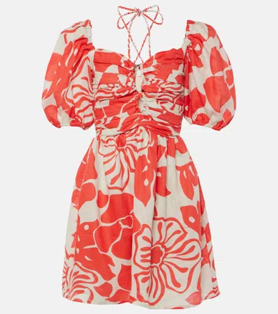 Faithfull The Brand Odelia Floral Linen Minidress In Multi