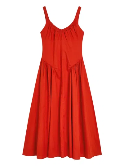 Faithfull The Brand Olas Gathered Cotton Midi Dress In Multi