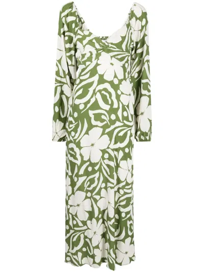 Faithfull The Brand Ondina Floral-print Midi Dress In White