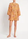 Faithfull The Brand Orange Floral Printed Mini Dress In Yellow