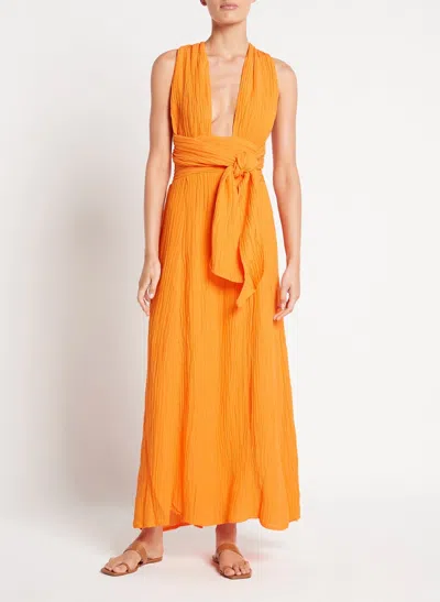 Faithfull The Brand Orange Halter Neck Maxi Dress