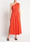Faithfull The Brand Orange One Shoulder Midi Dress In Orange