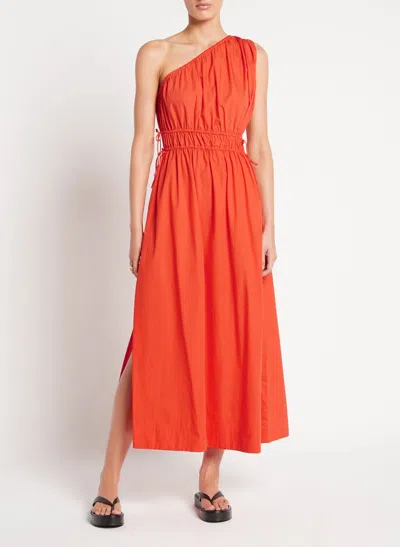 Faithfull The Brand Orange One Shoulder Midi Dress