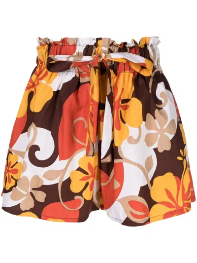 Faithfull The Brand Paperbag-waist Cotton Shorts In Multicolour