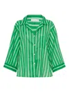 Faithfull The Brand Paradise Striped Cotton Shirt In Green