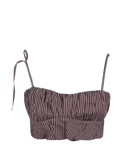 Faithfull The Brand Pinstripe Top In Brown