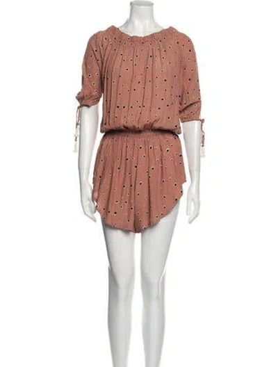 Pre-owned Faithfull The Brand Printed Crew Neck Romper In Brown