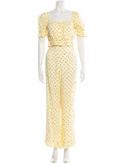 Pre-owned Faithfull The Brand Printed Ruffle Embellishment Pantsuit In Yellow