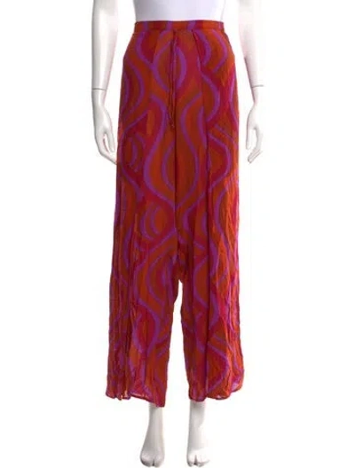 Pre-owned Faithfull The Brand Printed Wide Leg Pants In Orange