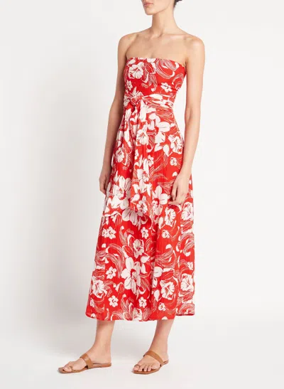 Faithfull The Brand Red Floral Midi Dress