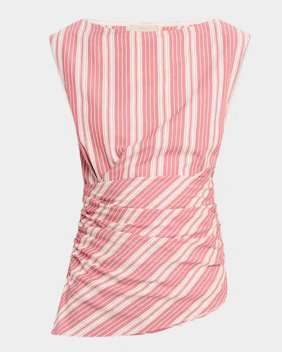 Faithfull The Brand Reign Striped Boat-neck Top In Cherry Stripe