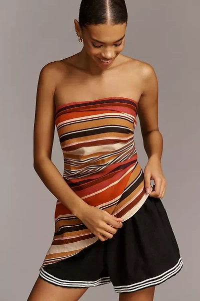 Faithfull The Brand Rocco Linen Strapless Top In Multi